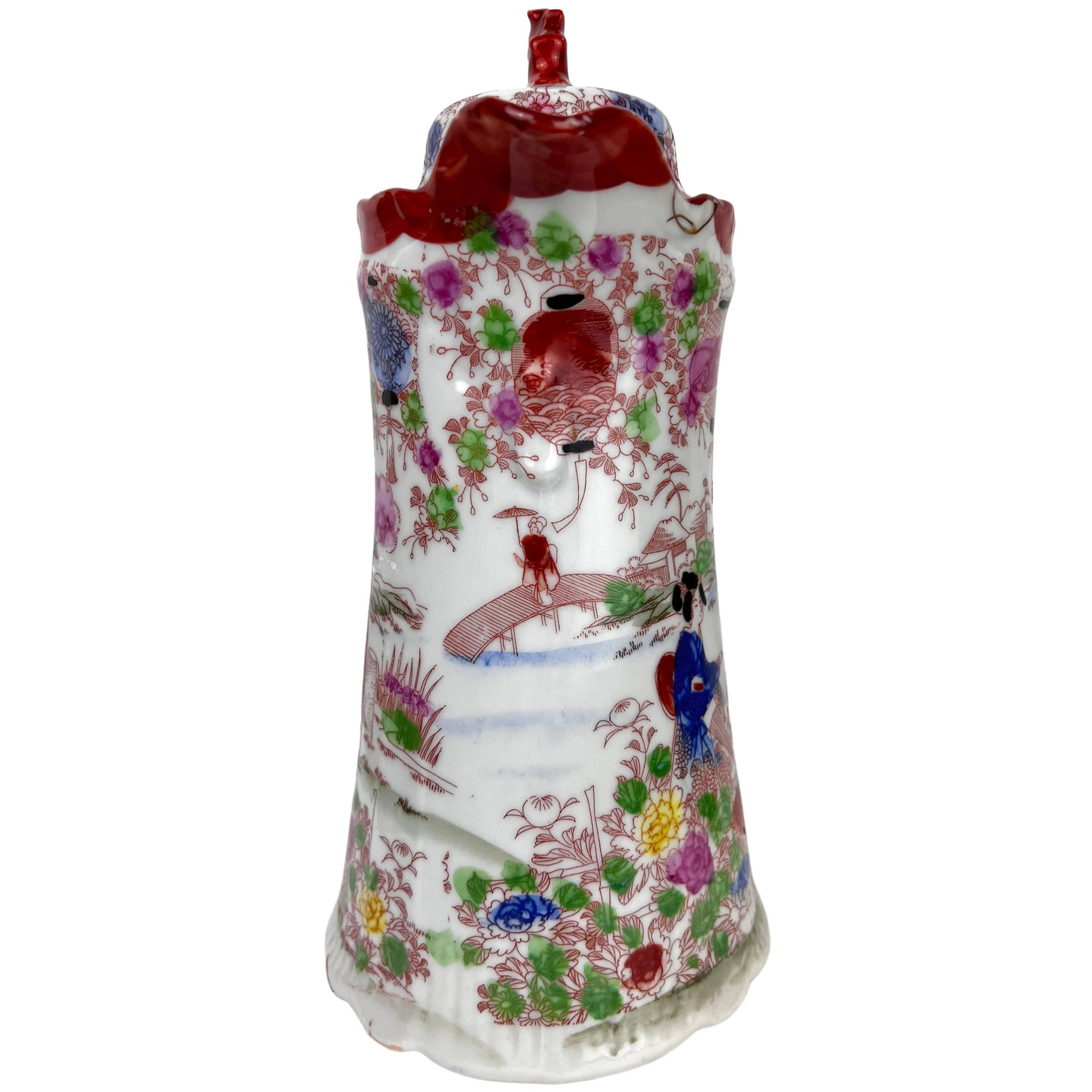 Large Vintage Japanese Chocolate Pot Geisha Girl Pattern - Poppy's Vintage Clothing