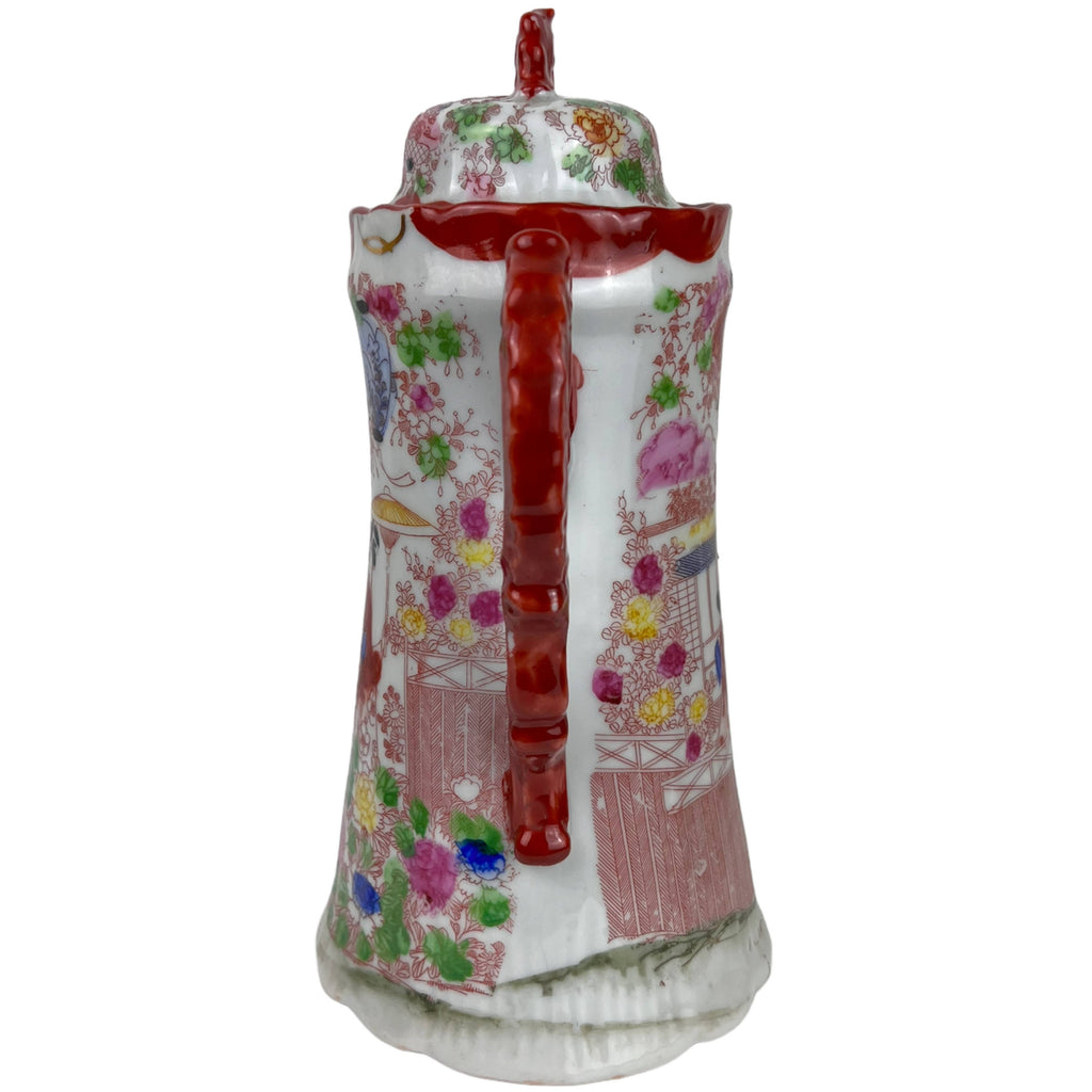 Large Vintage Japanese Chocolate Pot Geisha Girl Pattern - Poppy's Vintage Clothing