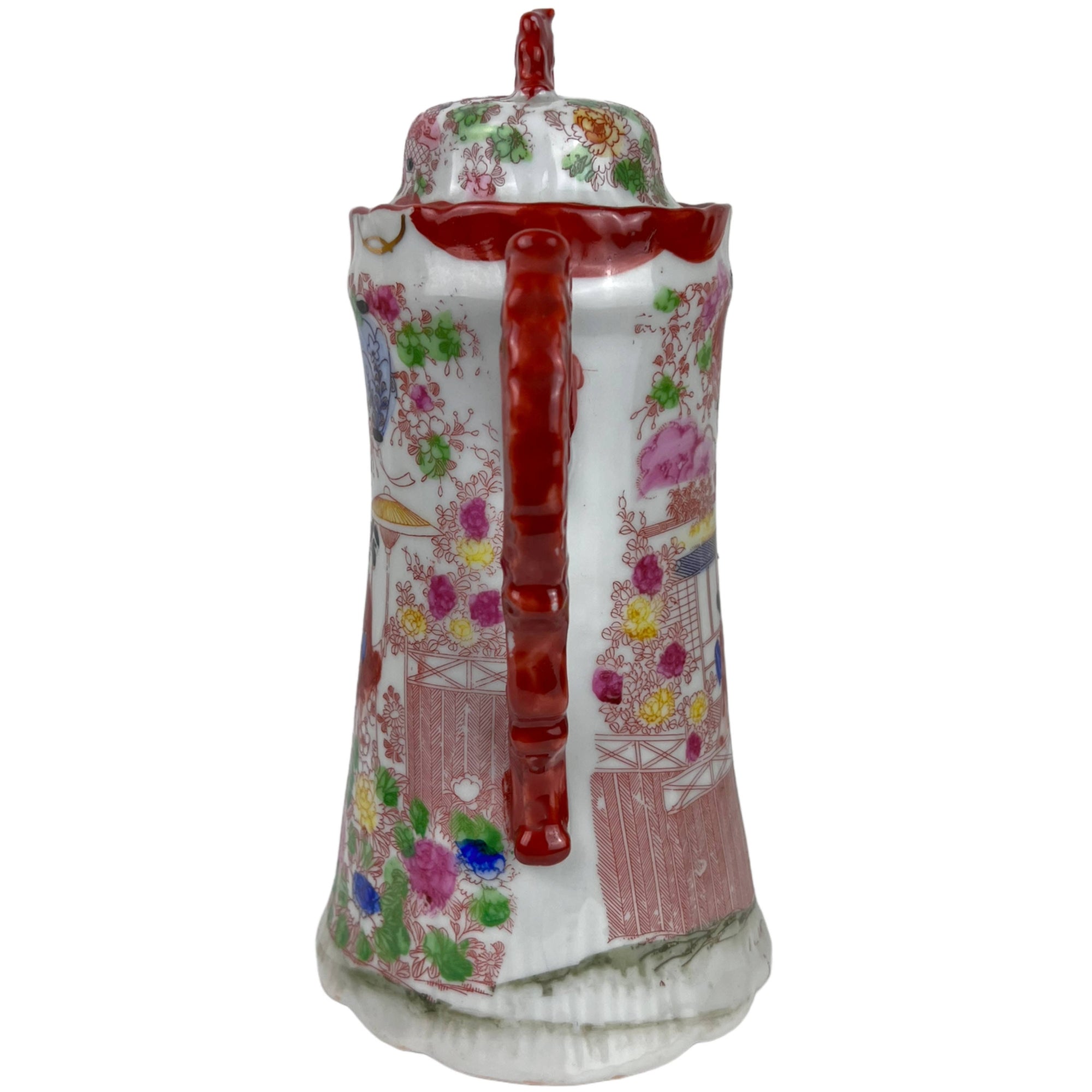 Large Vintage Japanese Chocolate Pot Geisha Girl Pattern - Poppy's Vintage Clothing