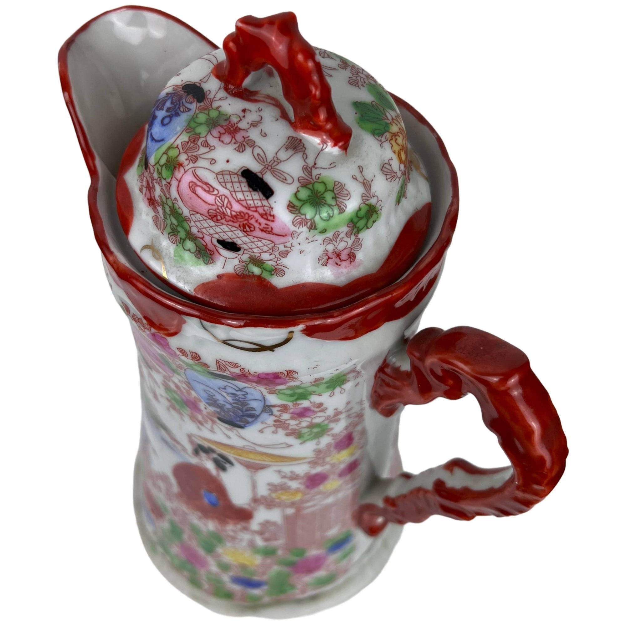 Large Vintage Japanese Chocolate Pot Geisha Girl Pattern - Poppy's Vintage Clothing