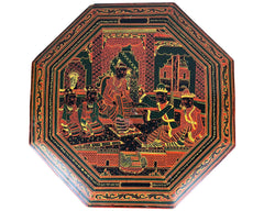 Vintage Burmese Lacquer Table Top Court Scene Burma - Poppy's Vintage Clothing