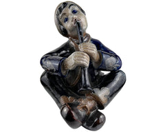 Vintage German Salt Glaze Stoneware Figure Flotenspieler Flute Player Giefer Bahn Hohr-Grenzhausen - Poppy's Vintage Clothing
