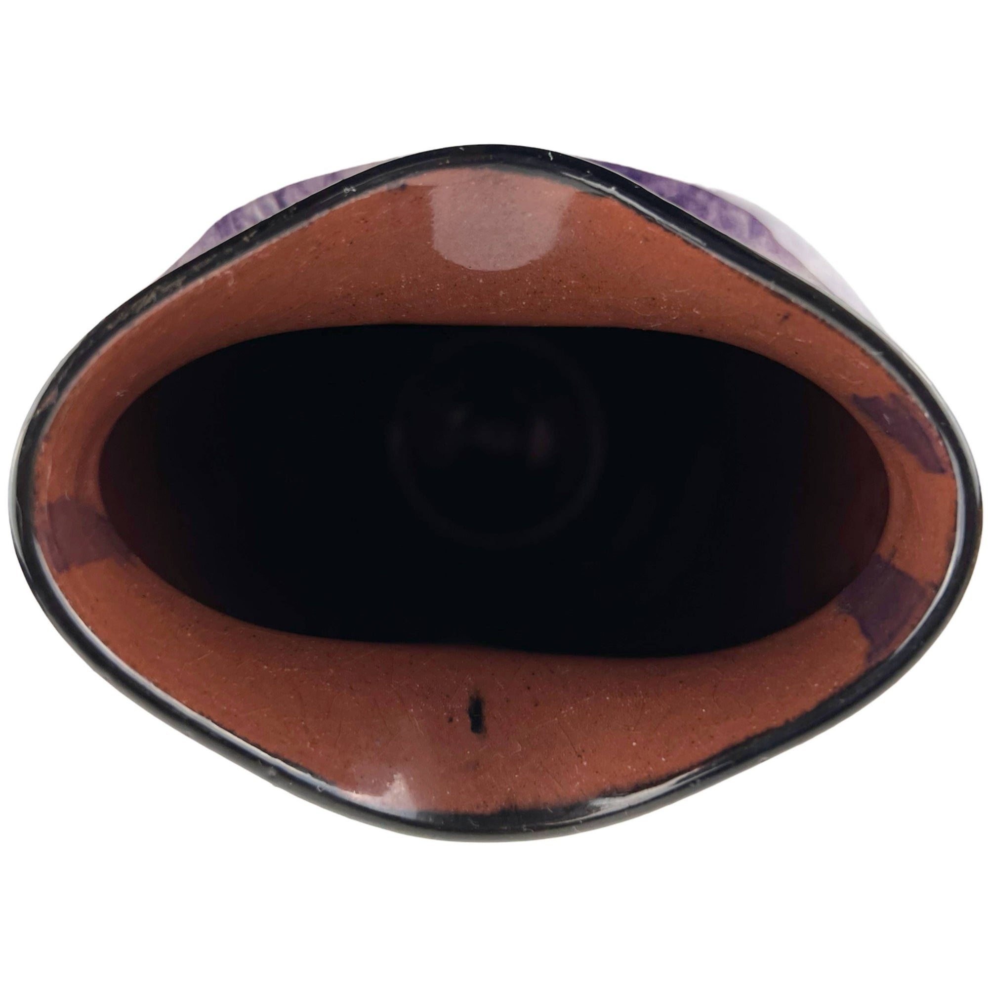 Antique Watcombe Torquay Pinched Pottery Vase Flower Design on Purple - Poppy's Vintage Clothing