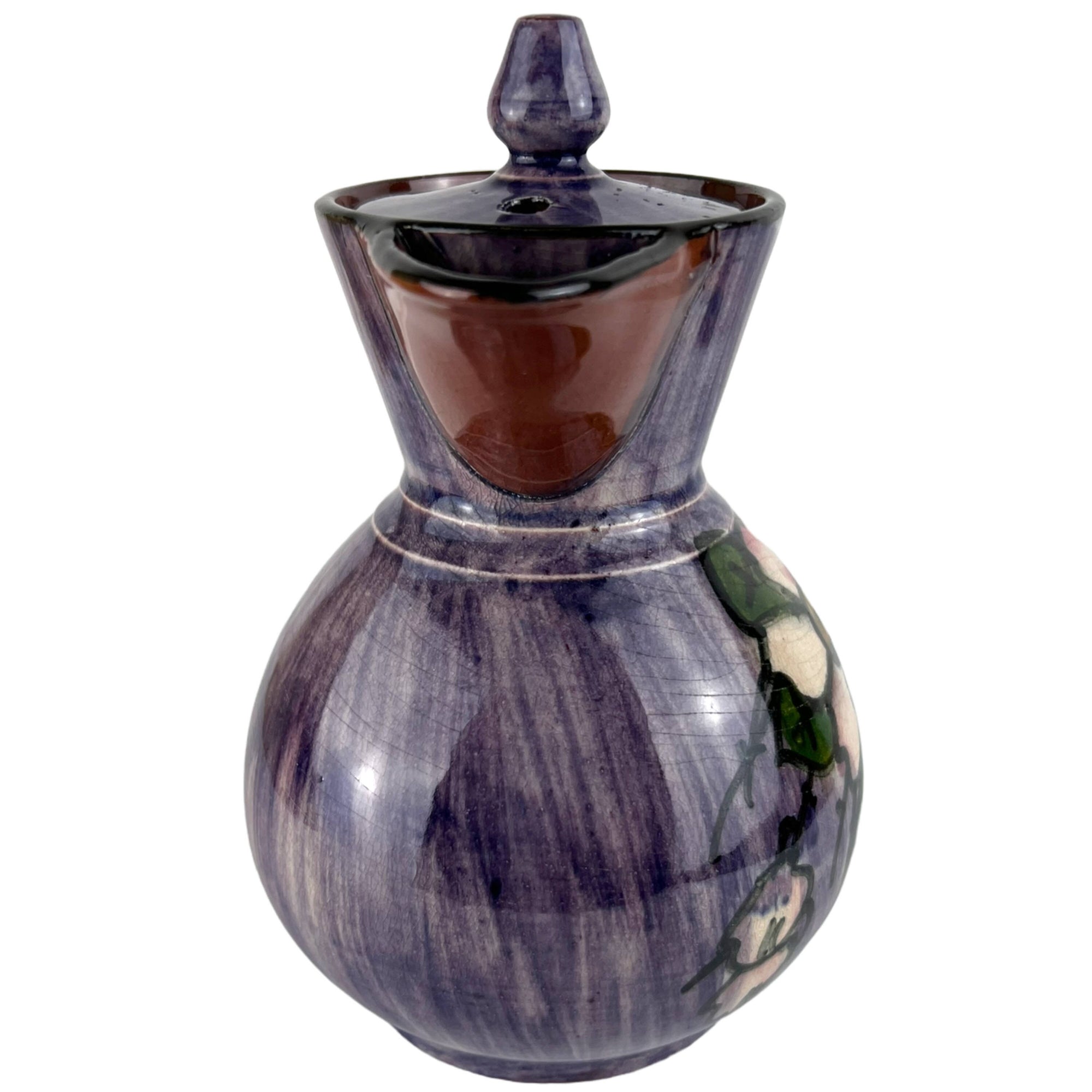 Antique Watcombe Pottery Torquay Hot Water Pot Hand Painted Jug - Poppy's Vintage Clothing