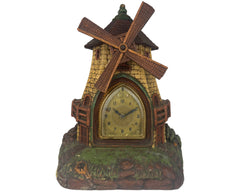 Vintage 1930s The Village Mill De Luxe Clock New York Syroco Type Wood - Poppy's Vintage Clothing