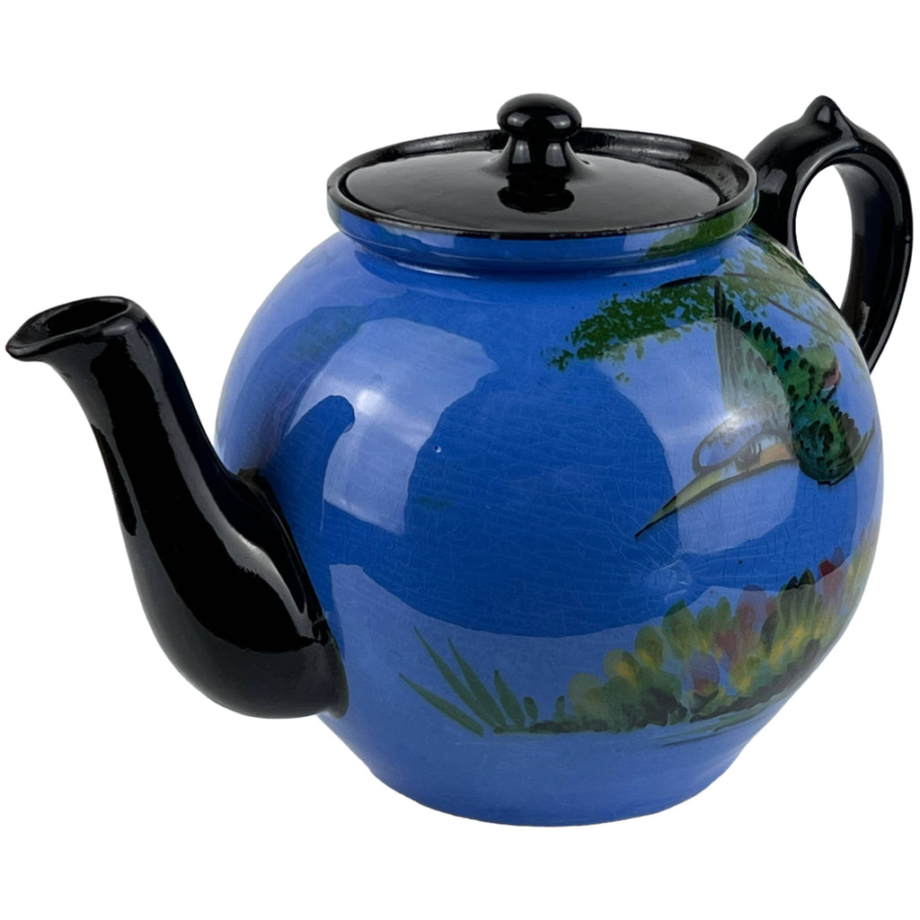 Vintage 1920s Daison Pottery Torquay Kingfisher Teapot 40 oz Capacity - Poppy's Vintage Clothing