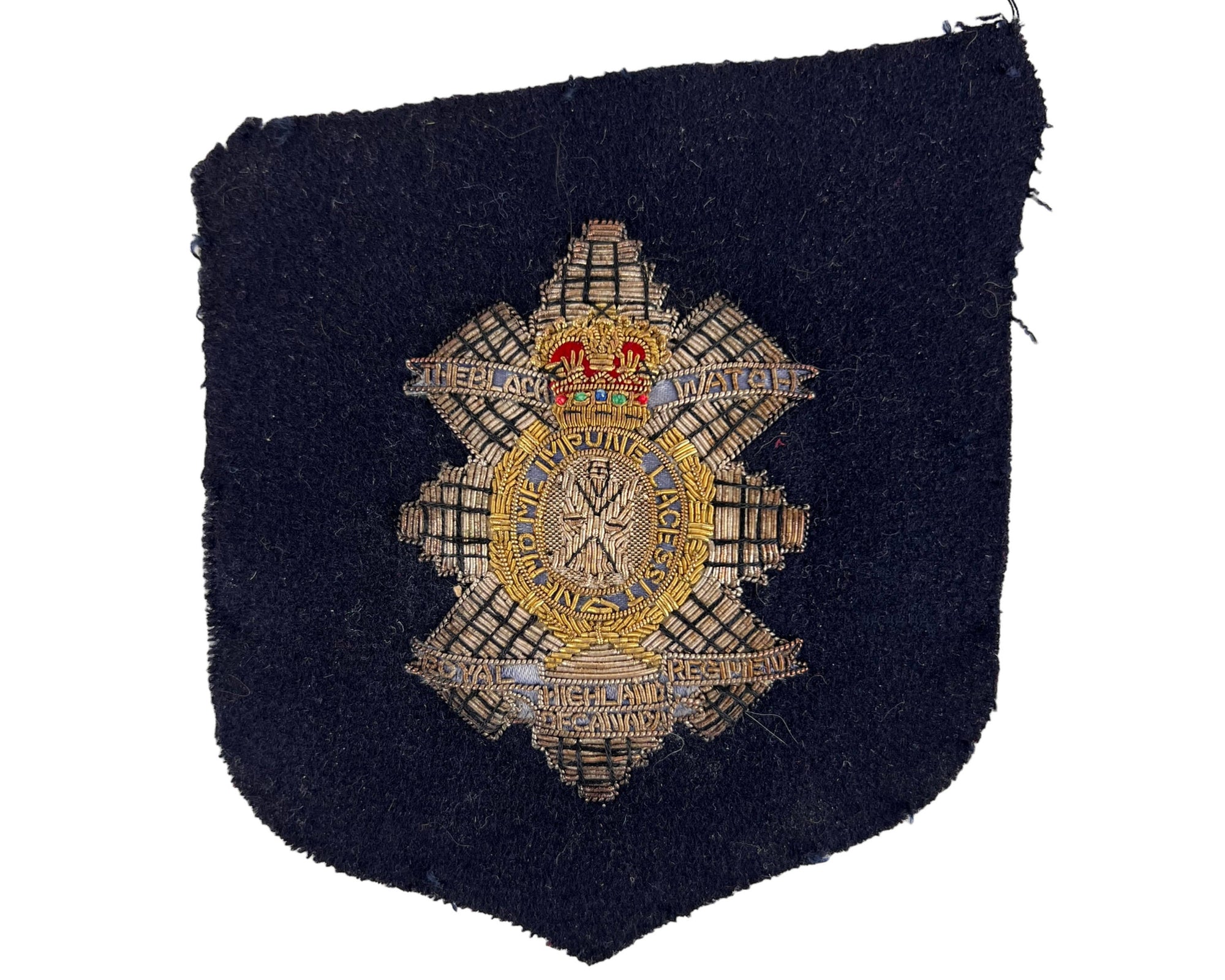 Vintage Canadian Black Watch RHR Crest Bullion Wire Embroidered - Poppy's Vintage Clothing