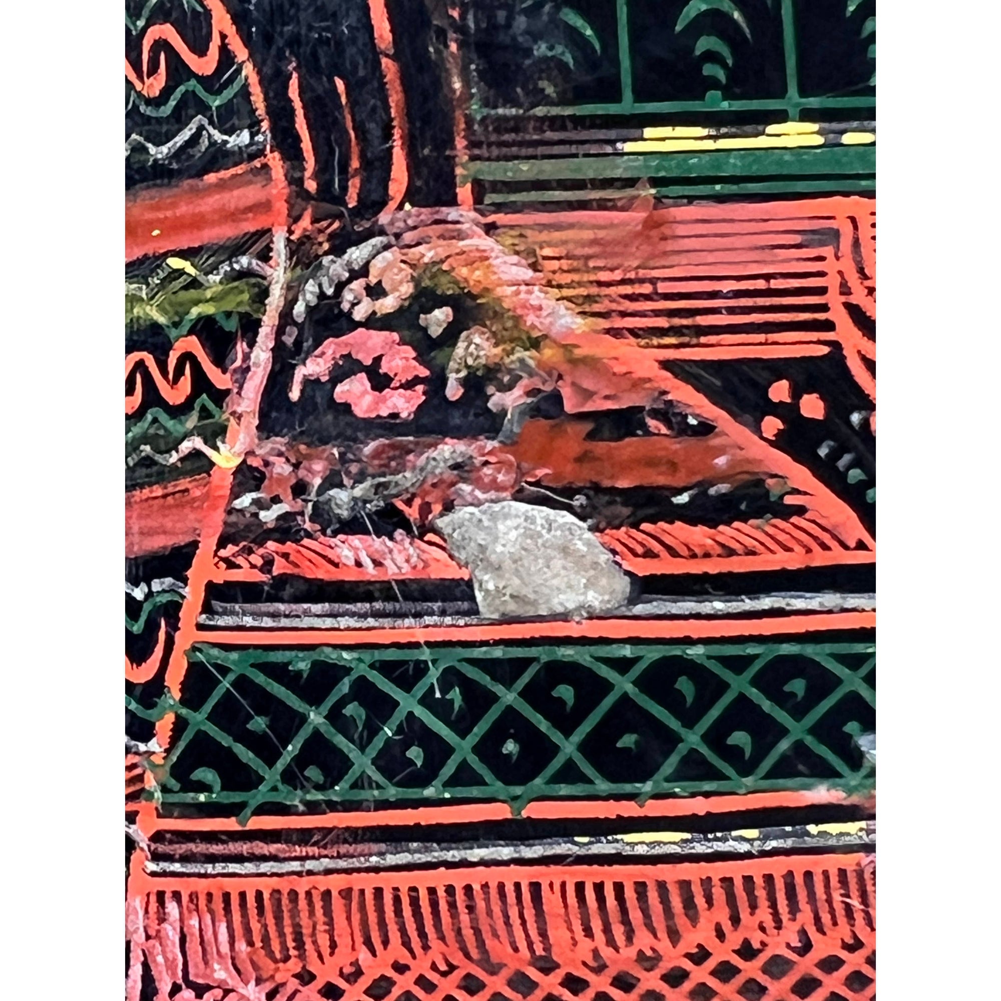 Vintage Burmese Lacquer Table Top Court Scene Burma - Poppy's Vintage Clothing