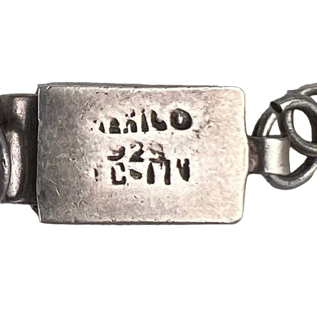 Mexican Sterling Silver Necklace with Onyx & Abalone TC-114 - Poppy's Vintage Clothing