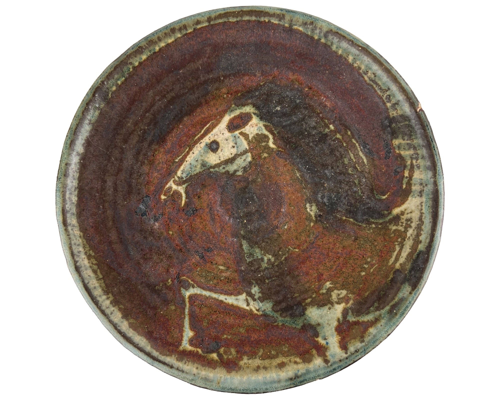 Eric James Mellon Stoneware Plate Horse Plate Signed & Dated 1969 9.5 - Poppy's Vintage Clothing