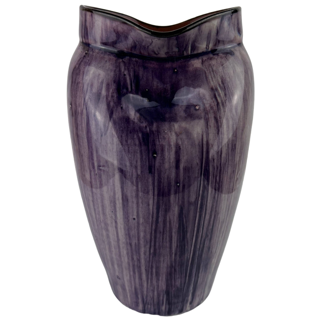 Antique Watcombe Torquay Pinched Pottery Vase Flower Design on Purple - Poppy's Vintage Clothing