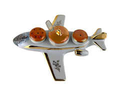 Vintage 1960s Airplane Cruet Set Porcelaine de France Paris Souvenir Sacre Coeur - Poppy's Vintage Clothing