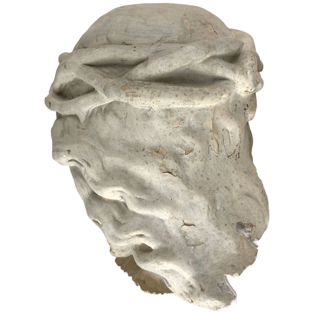 Large Antique Plaster Head of Jesus Christ Wearing Thorns 10 As Is - Poppy's Vintage Clothing