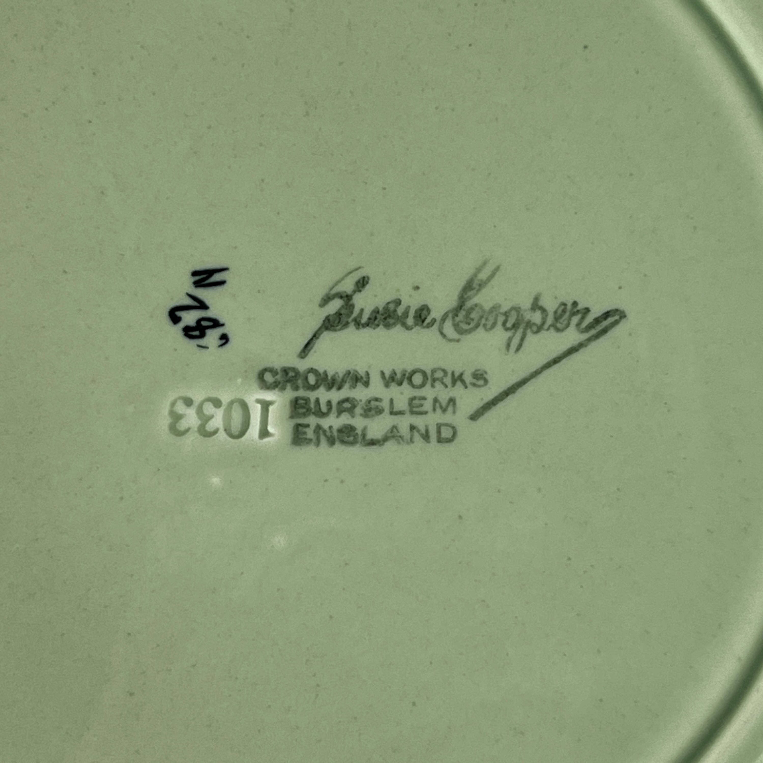 Susie Cooper plate　持ち手付大皿　アカデミーデザイン 1933 Art Deco Susie Cooper Plate 8.75 Crown Works Unknown Pattern