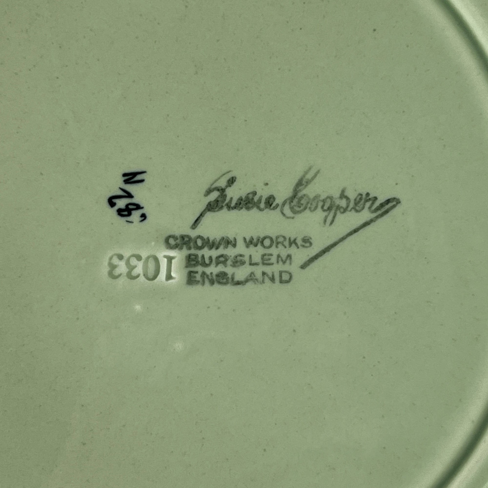 1933 Art Deco Susie Cooper Plate 8.75 Crown Works Unknown Pattern Rare - Poppy's Vintage Clothing