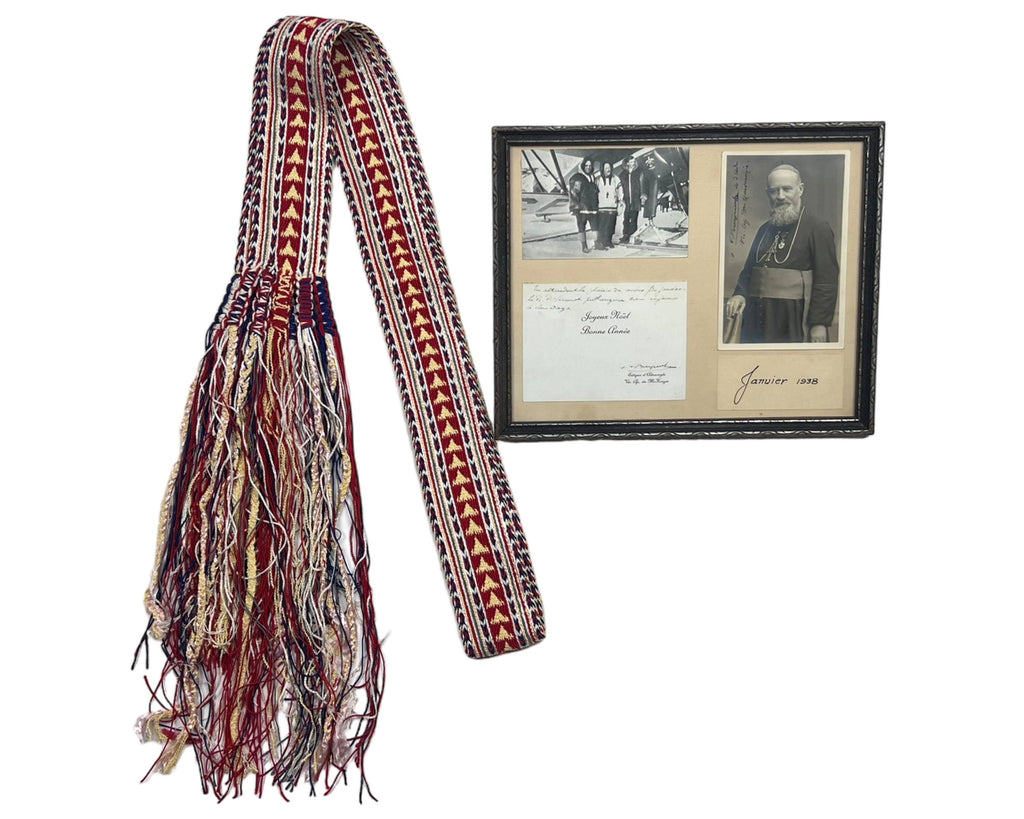 Vintage Metis Sash Ceinture Fléchée Northern Canada Mackenzie River w Apostolic Vicar Photo - Poppy's Vintage Clothing