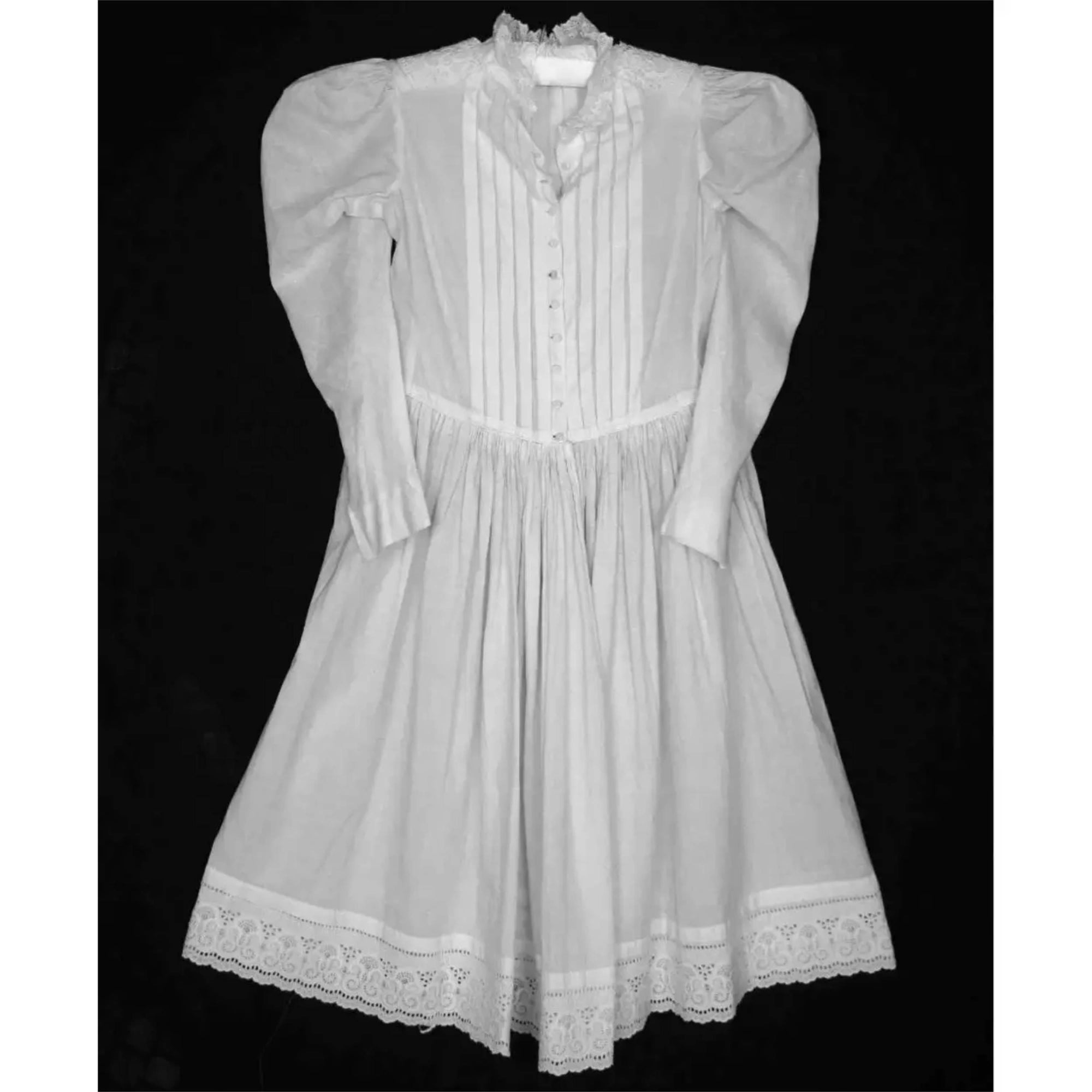 Antique Victorian Young Girls Cotton Embroidered Dress 1890s - Poppy's Vintage Clothing