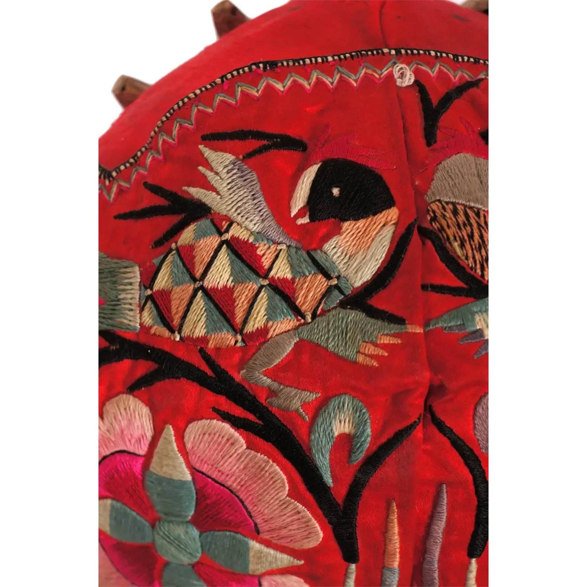 Vintage Chinese Childs Tiger Hat with Ethnic Miao Silk Embroidery - Poppy's Vintage Clothing