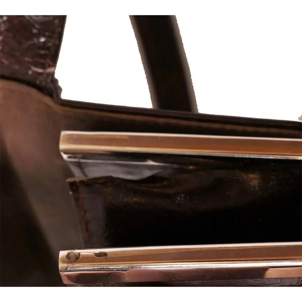 Vintage 1960s Charles Jourdan Leather & Chrome Handbag Purse - Poppy's Vintage Clothing