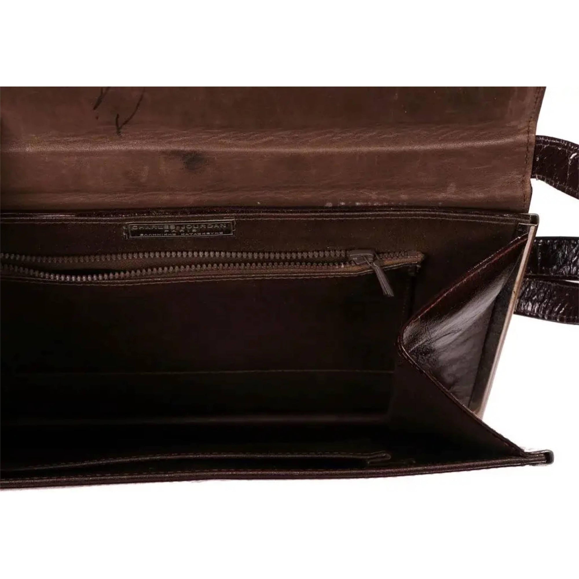 Vintage 1960s Charles Jourdan Leather & Chrome Handbag Purse - Poppy's Vintage Clothing