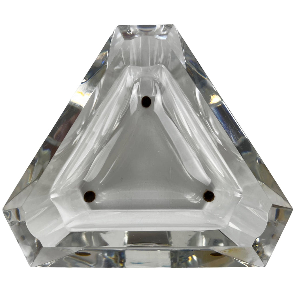 Vintage Val St Lambert Crystal Glass Ashtray Faceted Triangular Shape 6.75 - Poppy's Vintage Clothing