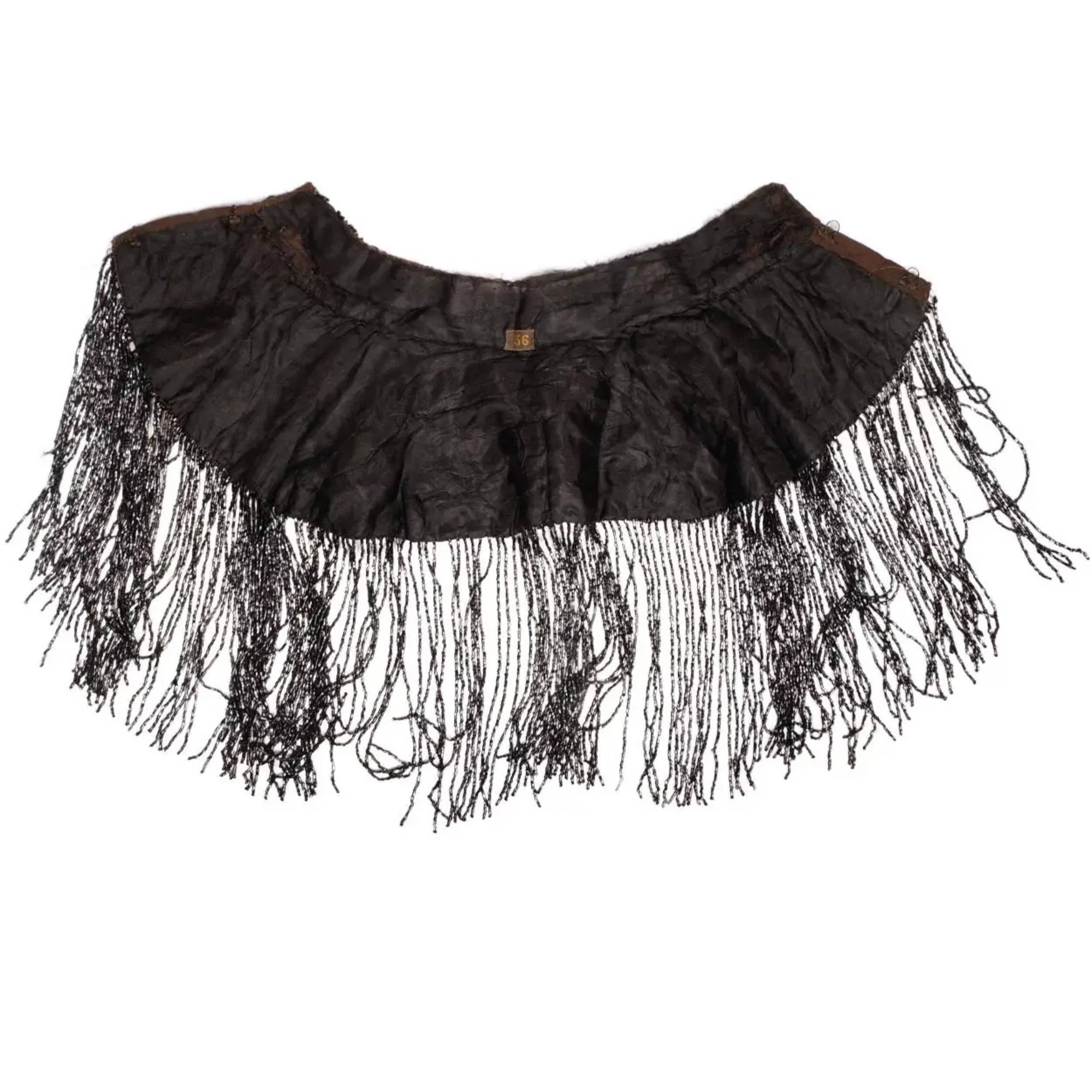 Antique Victorian Mourning Mantle Jet Bead Fringed Black Mantelet or Capelet - Poppy's Vintage Clothing