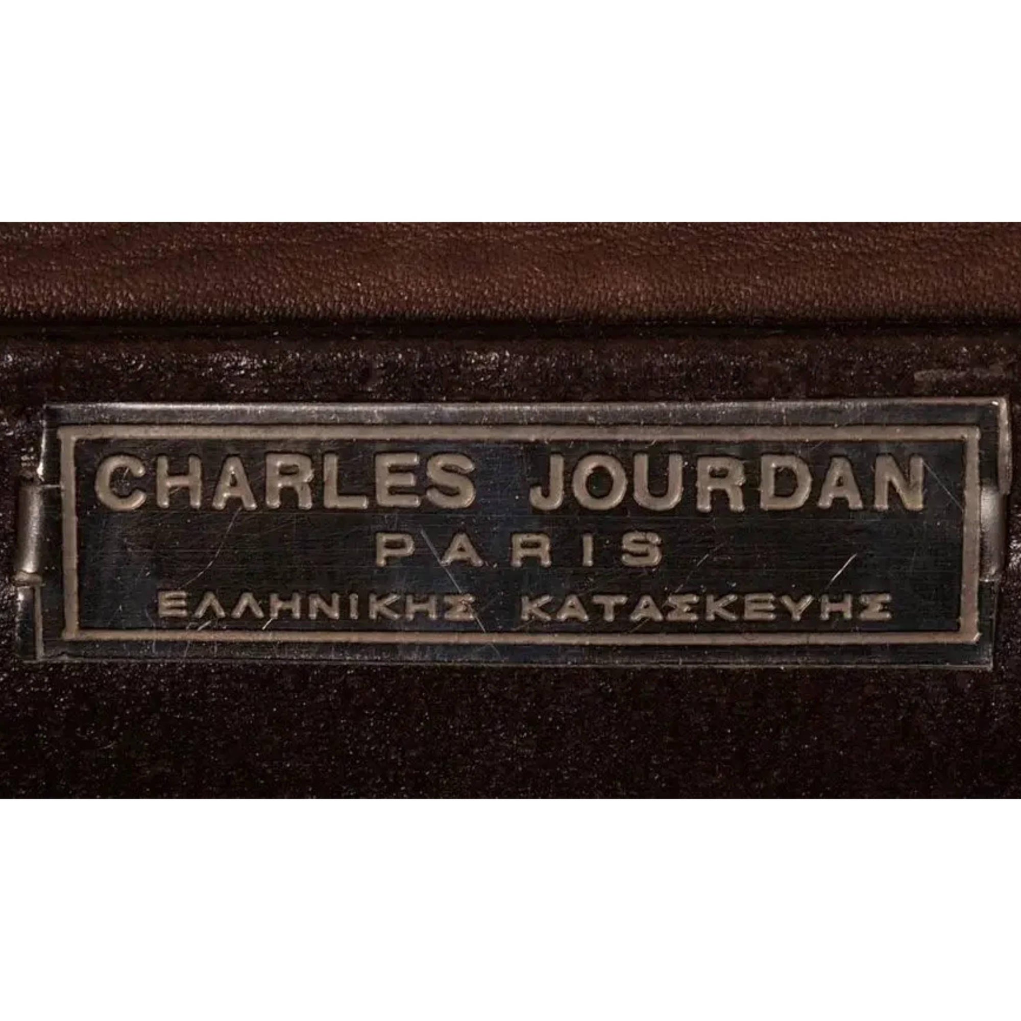 Vintage 1960s Charles Jourdan Leather & Chrome Handbag Purse - Poppy's Vintage Clothing