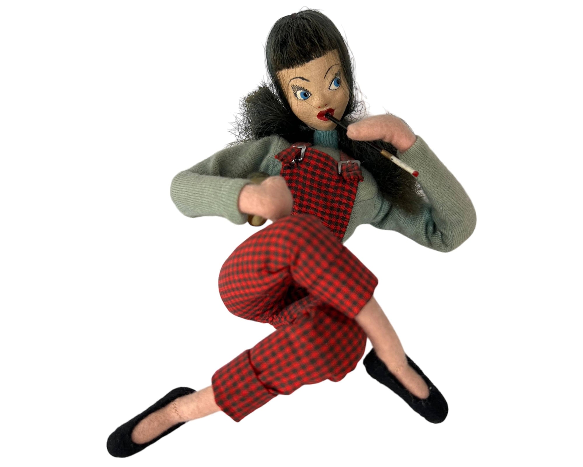 Vintage 1950s Beatnik Doll Larrea Felt Cloth Biarritz France - Poppy's Vintage Clothing
