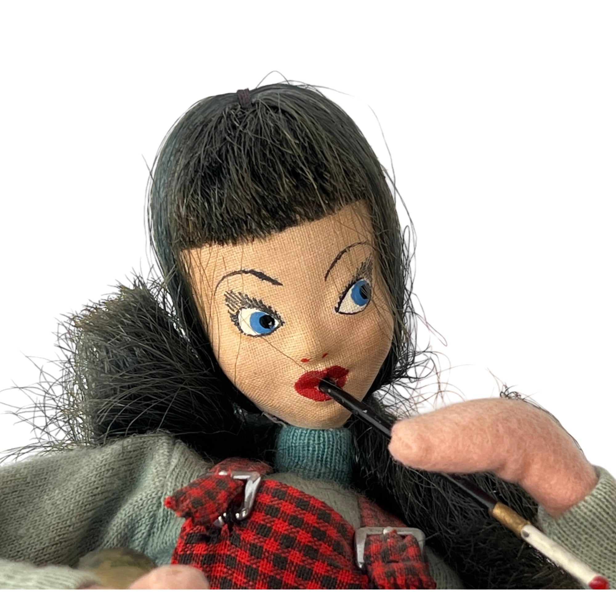 Vintage 1950s Beatnik Doll Larrea Felt Cloth Biarritz France - Poppy's Vintage Clothing