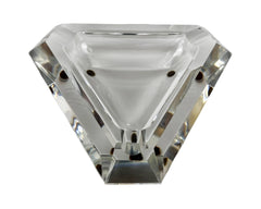 Vintage Val St Lambert Crystal Glass Ashtray Faceted Triangular Shape 6.75 - Poppy's Vintage Clothing