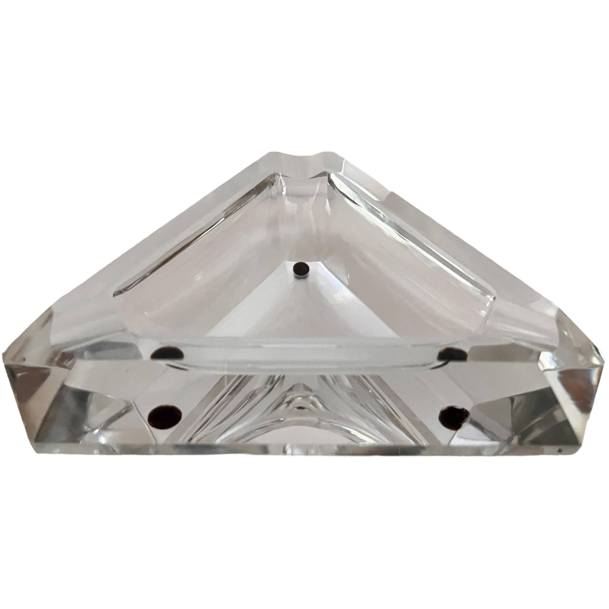 Vintage Val St Lambert Crystal Glass Ashtray Faceted Triangular Shape 6.75 - Poppy's Vintage Clothing