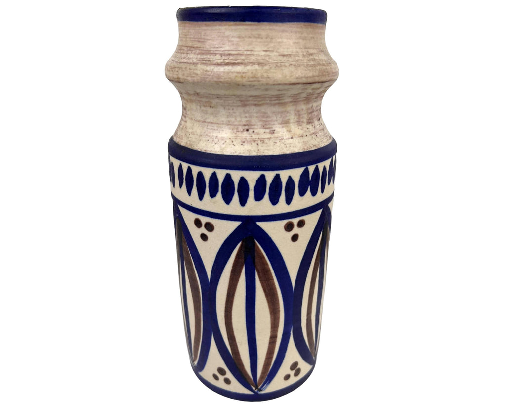 Mid Century Modern German Pottery Vase Hand Painted 10 Tall - Poppy's Vintage Clothing