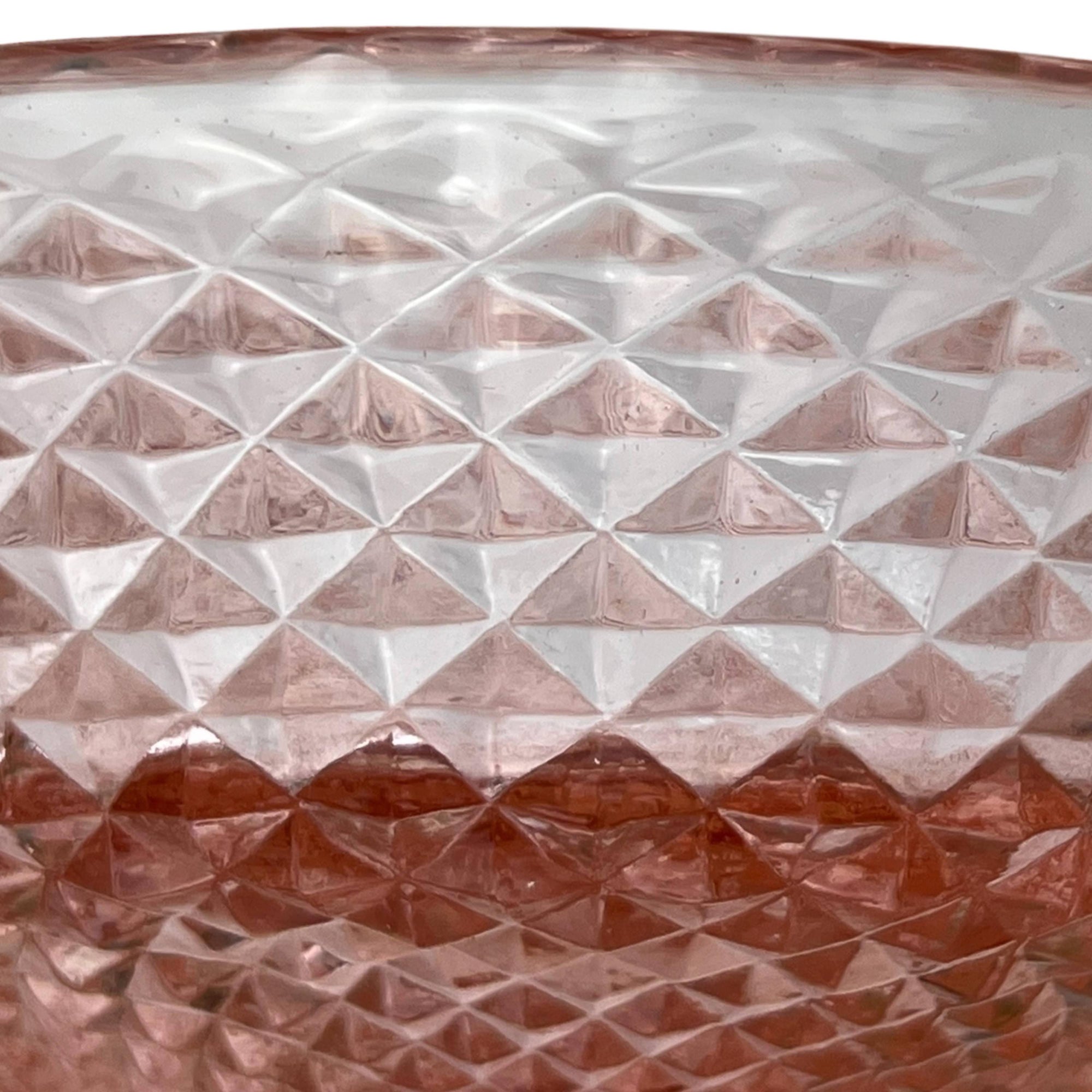 Large Vintage Depression Glass Pink Compote Stem Diamond Pattern - Poppy's Vintage Clothing