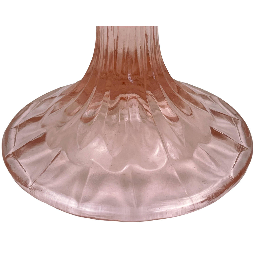 Large Vintage Depression Glass Pink Compote Stem Diamond Pattern - Poppy's Vintage Clothing