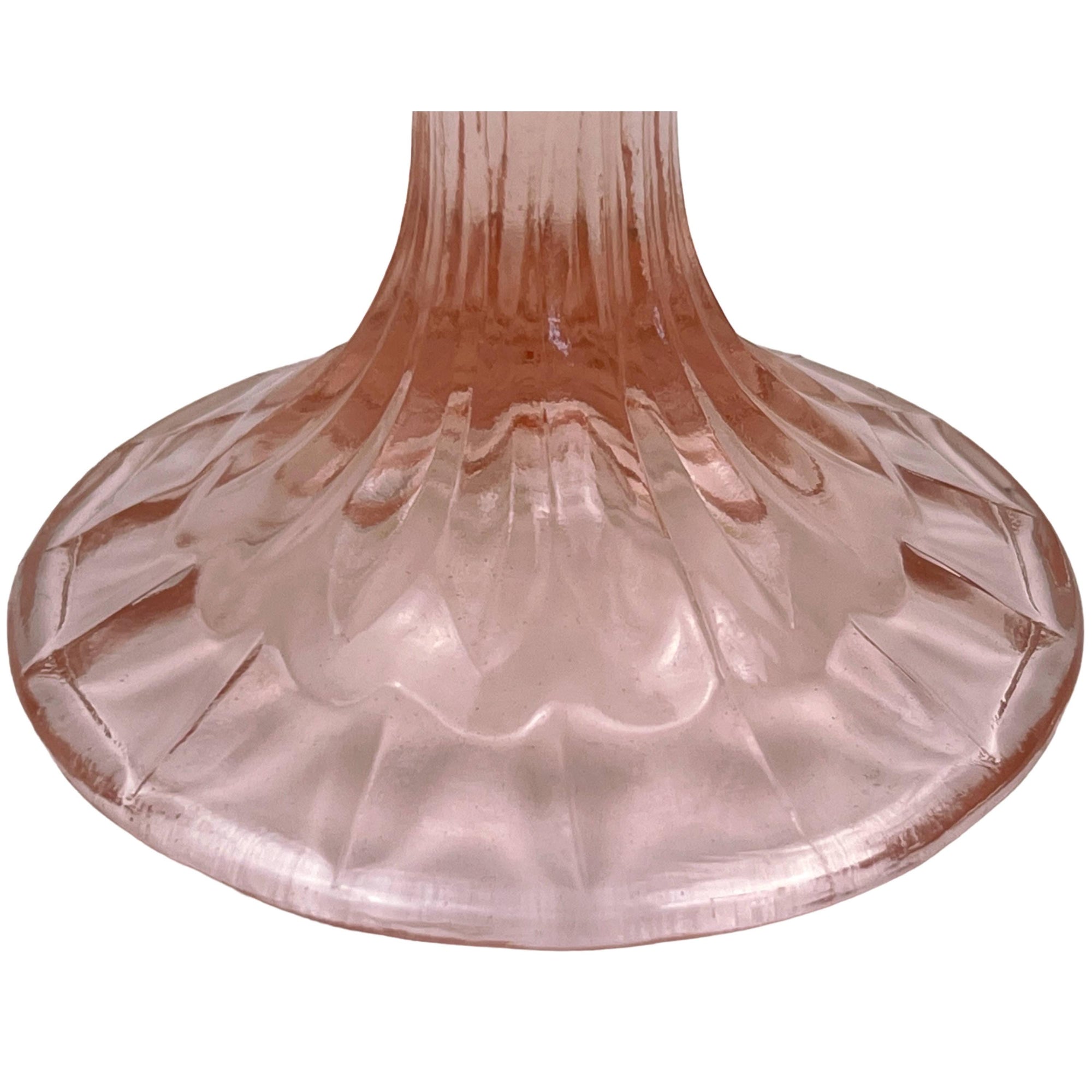 Large Vintage Depression Glass Pink Compote Stem Diamond Pattern - Poppy's Vintage Clothing