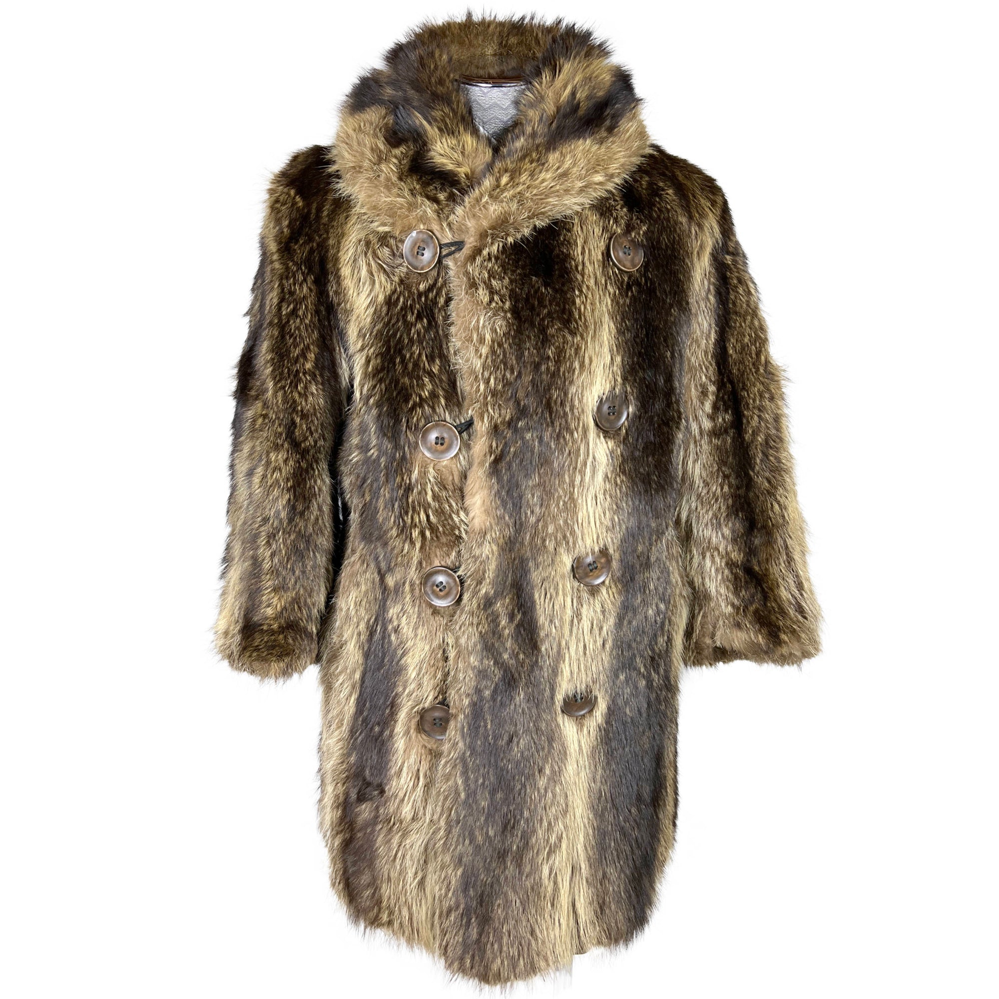 Vintage 1920s Mens Raccoon Fur Coat Ivy League Football Sz M