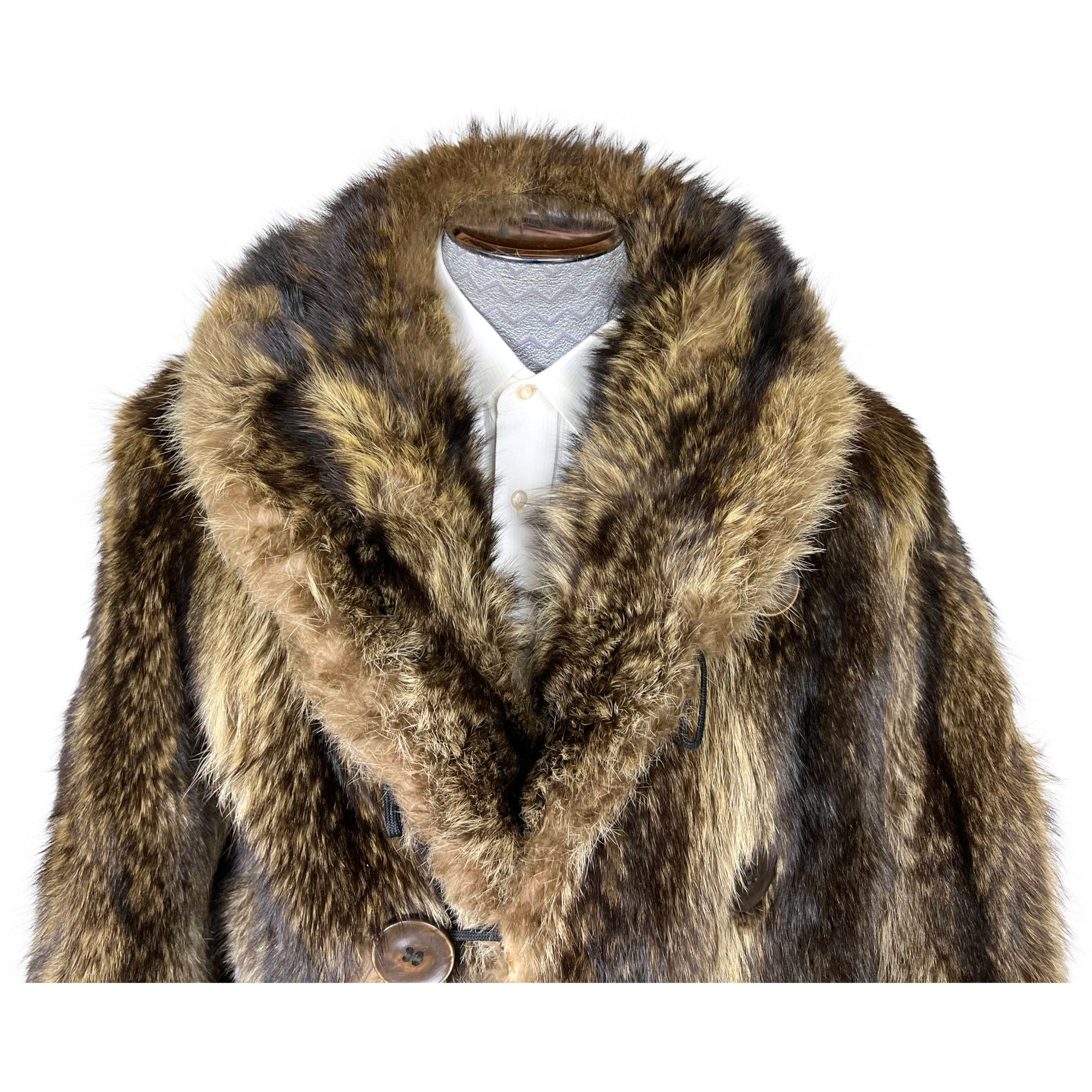 Vintage 1920s Mens Raccoon Fur Coat Ivy League Football Sz M