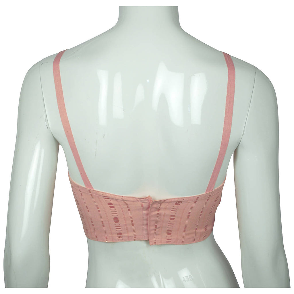 Vintage 1920s Flapper Bandeau Bra Pink Woven Cotton Binding Brassiere - Poppy's Vintage Clothing