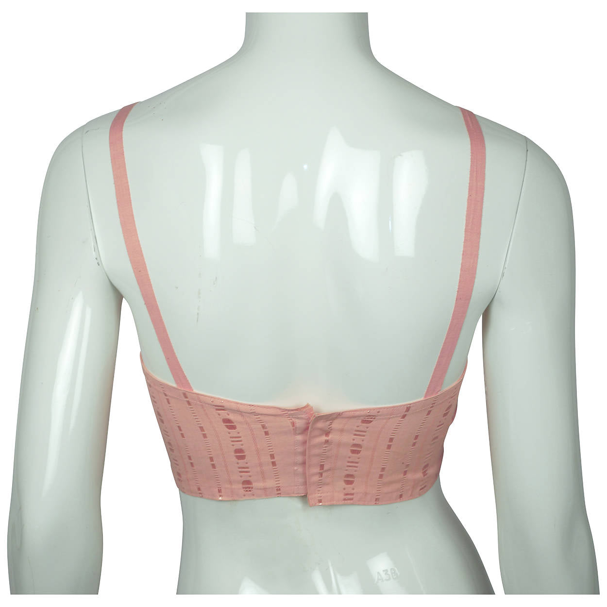 Vintage 1920s Flapper Bandeau Bra Pink Woven Cotton Binding Brassiere - Poppy's Vintage Clothing