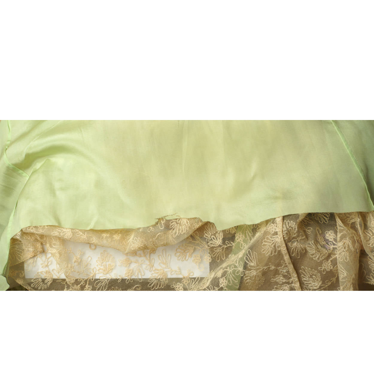 Vintage 1920s Green Chiffon Silk &amp; Lace Peignoir Dress Flapper Style Size M - Poppy's Vintage Clothing