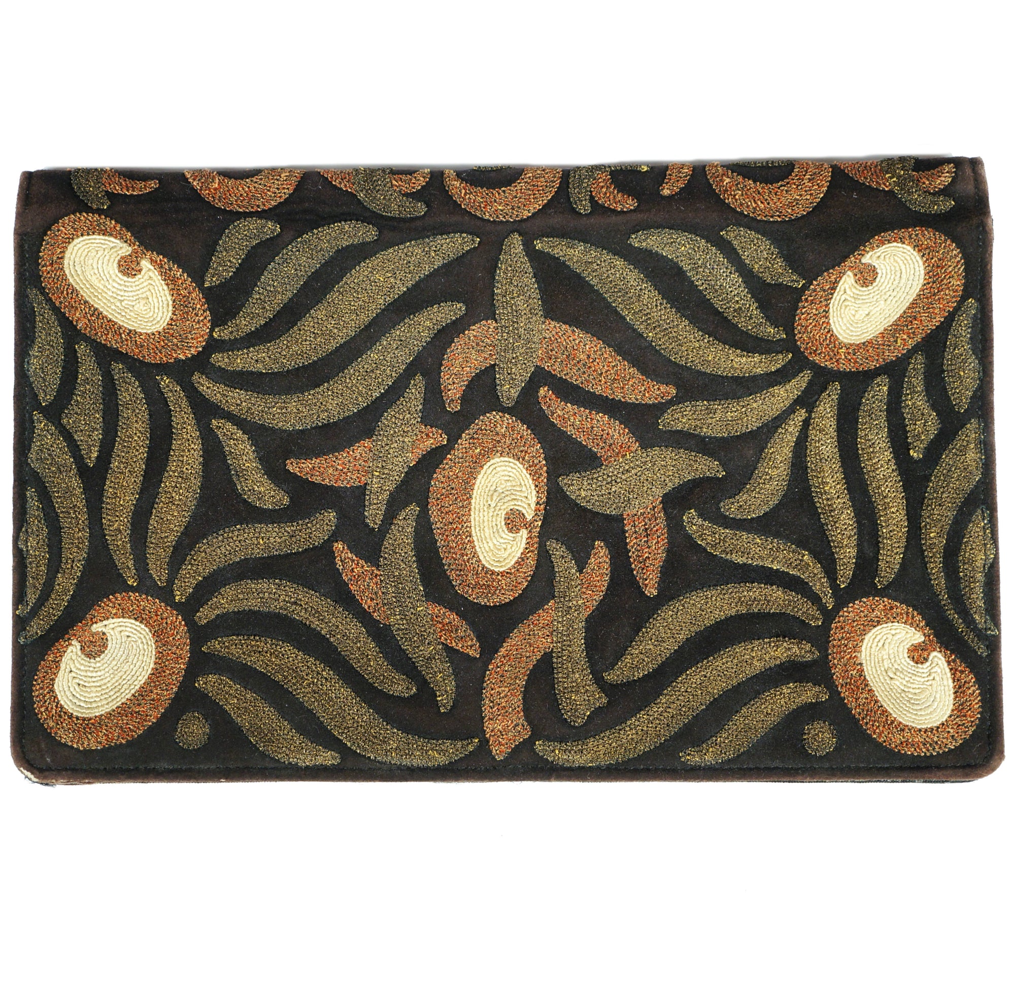 Vintage 1920s Clutch Purse Art Deco Metallic & Silk Embroidery Pocketbook - Poppy's Vintage Clothing