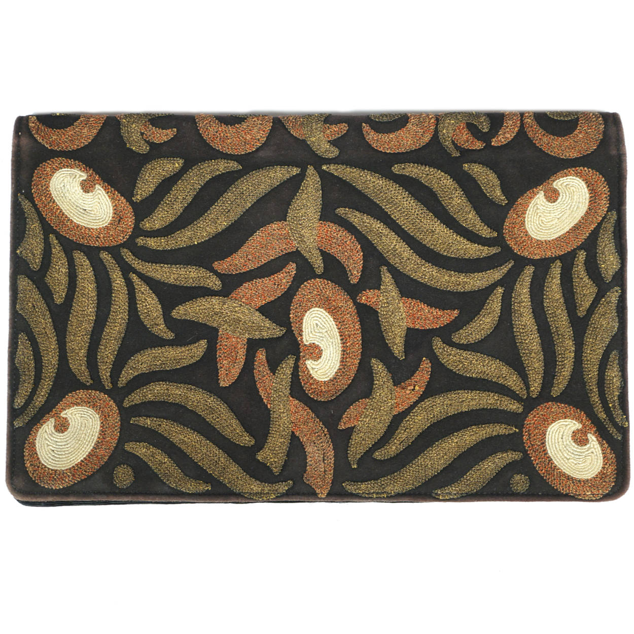 Vintage 1920s Clutch Purse Art Deco Metallic & Silk Embroidery Pocketbook - Poppy's Vintage Clothing