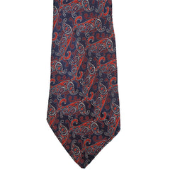 Vintage 1920s Tie Authentic 20s Paisley Pattern Necktie Blue Cherry Red White - Poppy's Vintage Clothing
