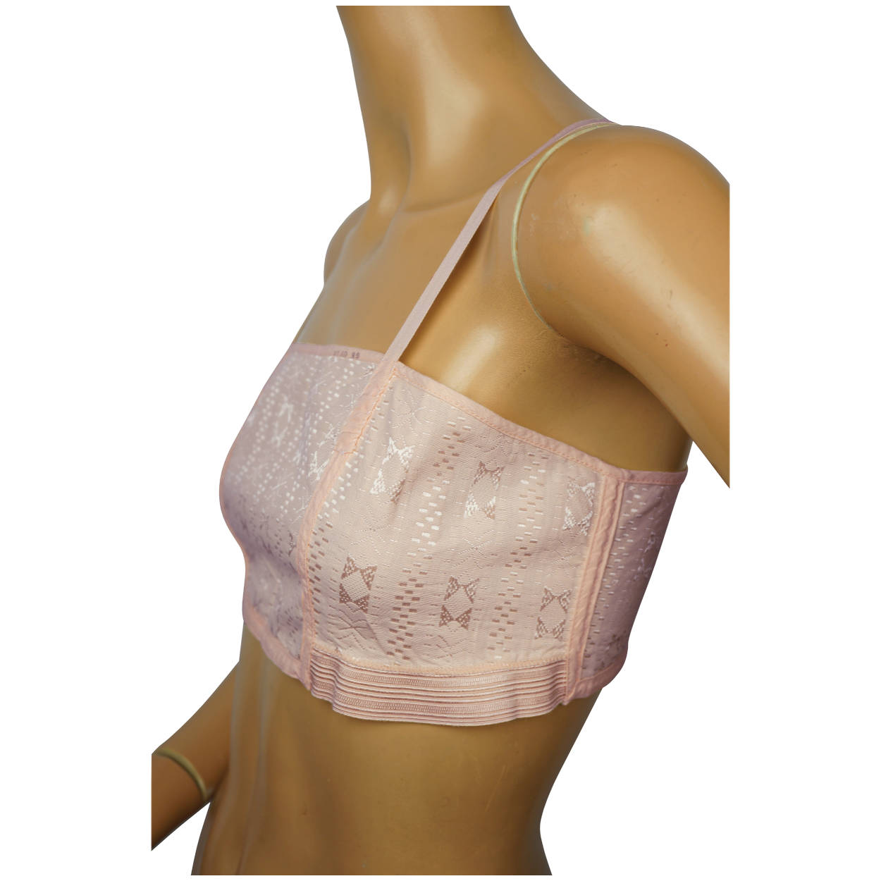 Vintage 20s Flapper Bandeau Bra Pink Woven Cotton Binding Brassiere - Poppy's Vintage Clothing