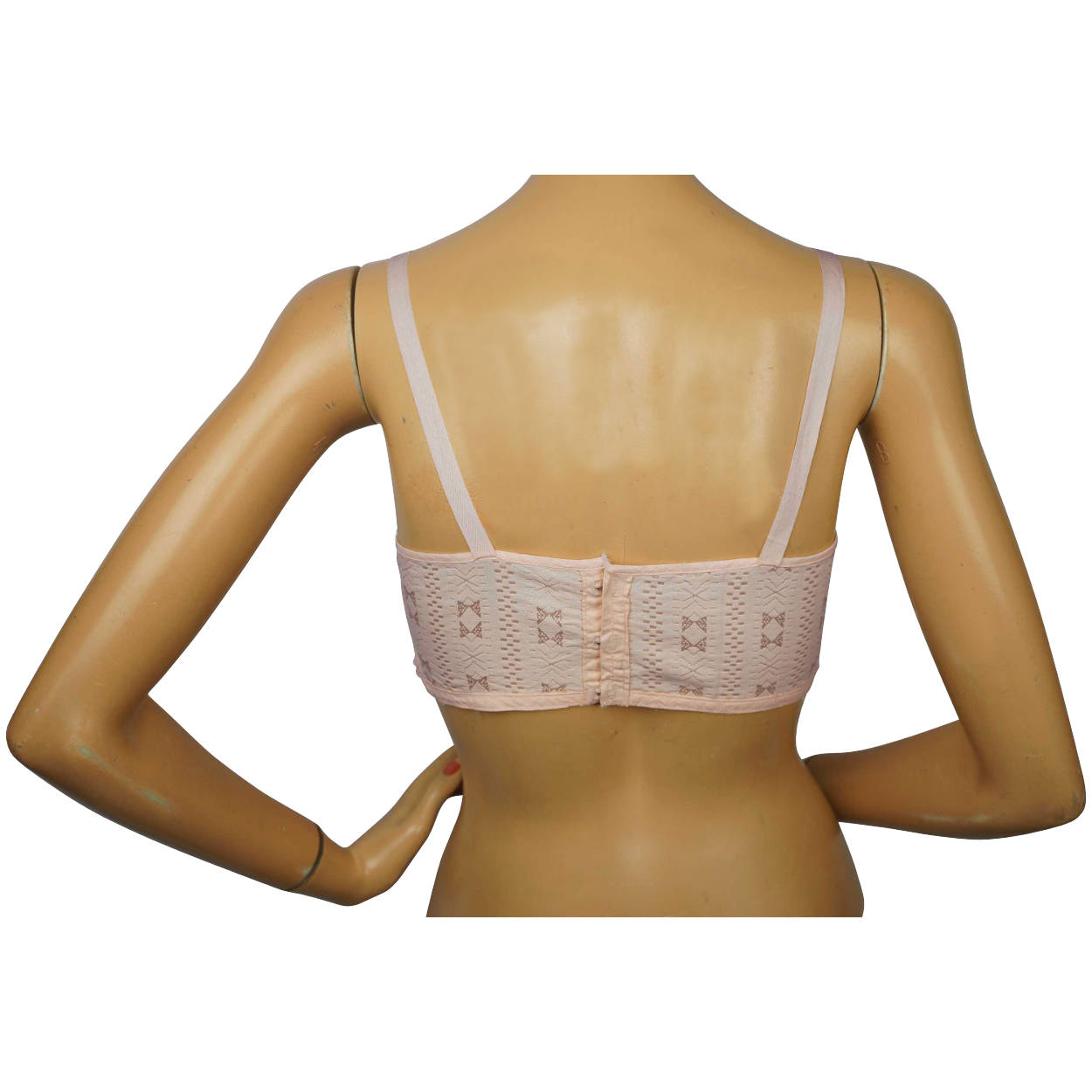 Vintage 20s Flapper Bandeau Bra Pink Woven Cotton Binding Brassiere - Poppy's Vintage Clothing