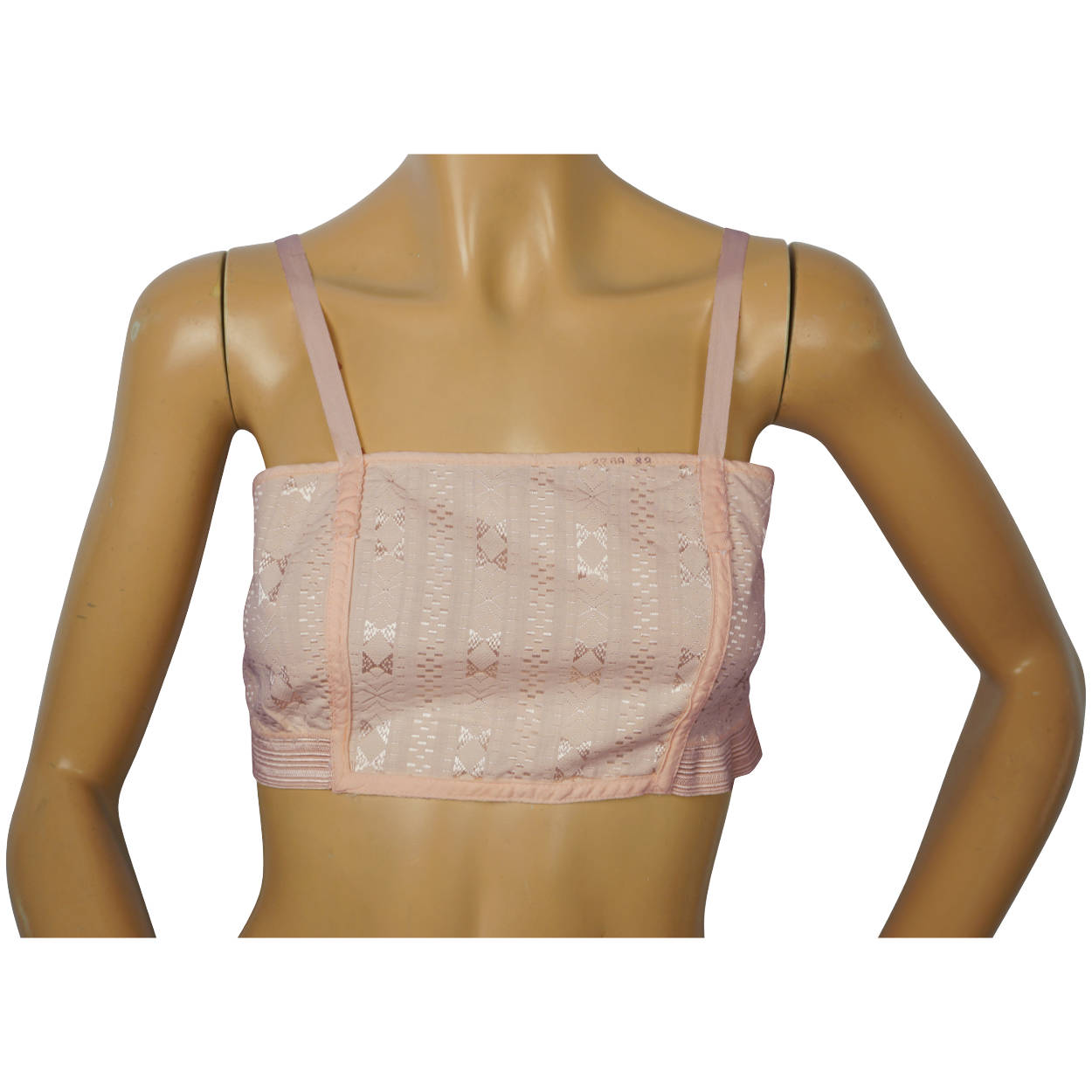 Vintage 20s Flapper Bandeau Bra Pink Woven Cotton Binding Brassiere