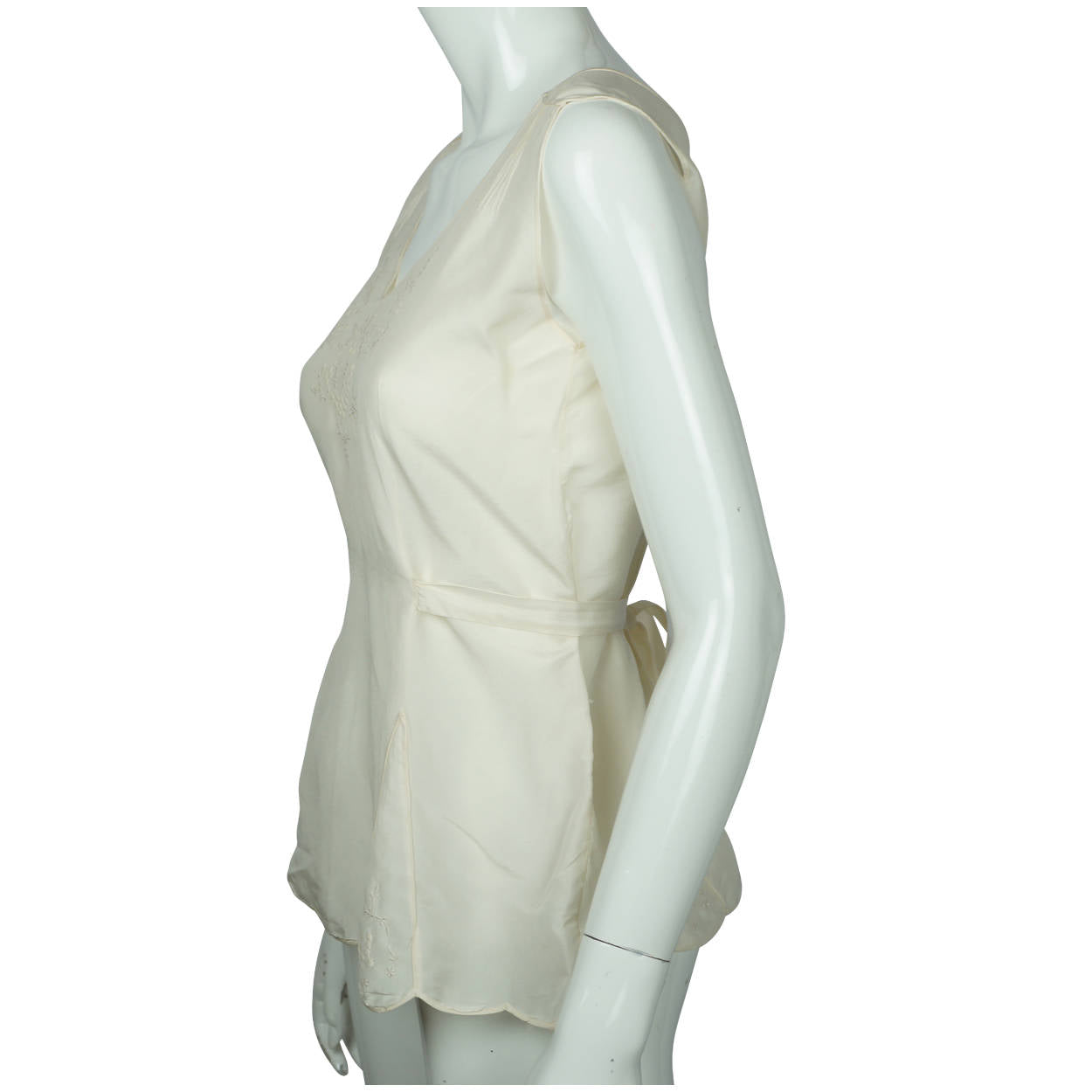 Vintage 1920s Embroidered Silk Chemise Pyjama Top Blouse Size S M - Poppy's Vintage Clothing