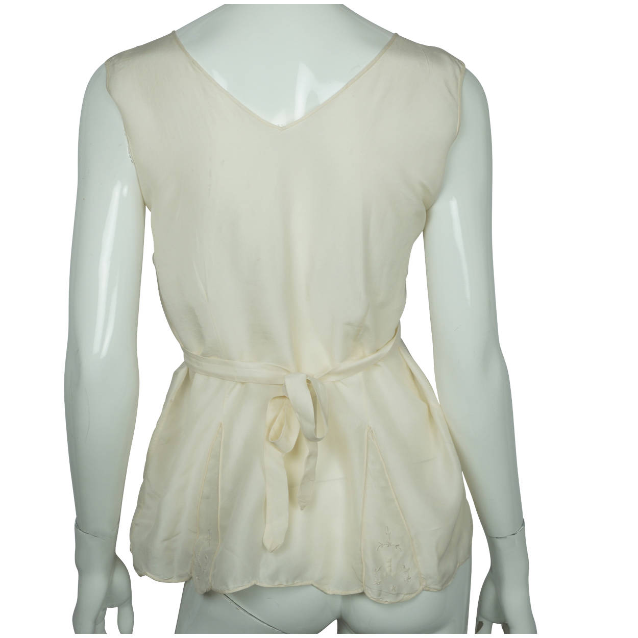 Vintage 1920s Embroidered Silk Chemise Pyjama Top Blouse Size S M - Poppy's Vintage Clothing