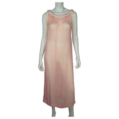 Vintage 1920s Pink Silk Chiffon Nightie with Lace Trim Nightgown - Poppy's Vintage Clothing