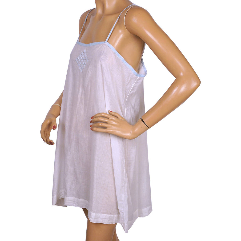 Vintage 1920s Flapper Slip White Cotton Chemise Size M - Poppy's Vintage Clothing